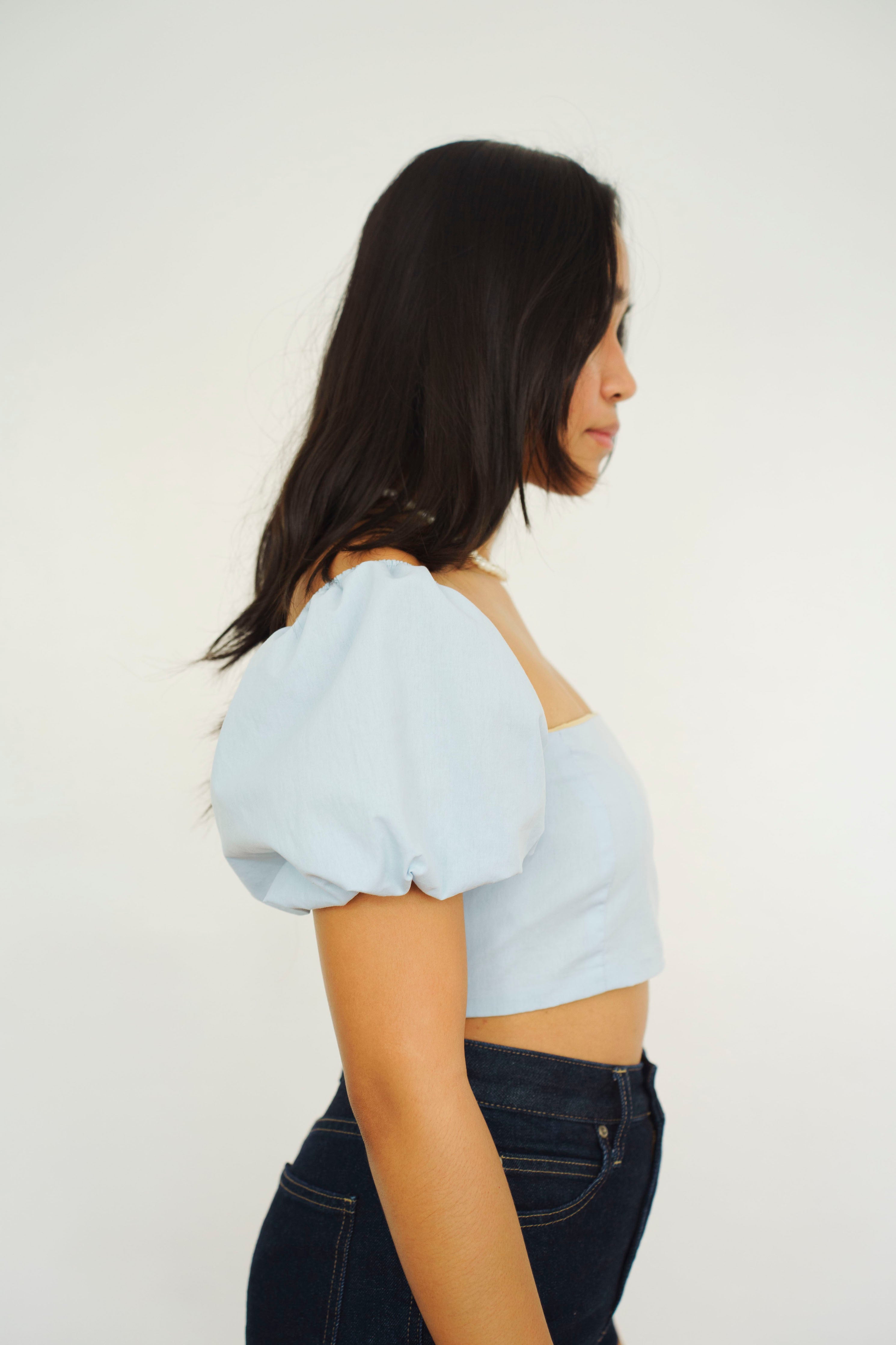 Baby blue best sale puff sleeve top