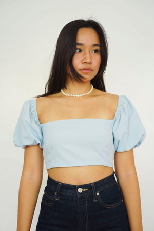 Terno Puff Sleeve Top Baby Blue
